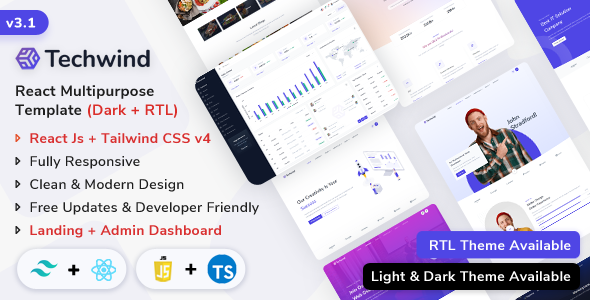 Techwind - React Js Multipurpose App, Saas & Software Landing & Admin Dashboard Template - Technology Site Templates