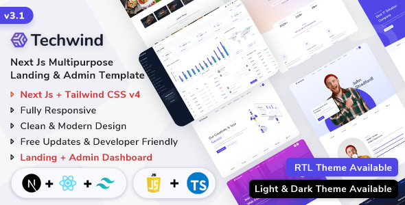 Techwind - NextJs Multipurpose App, Saas & Software Landing & Admin Dashboard Template - Technology Site Templates