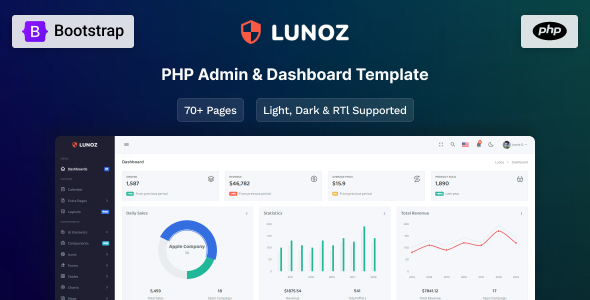 Lunoz - PHP Admin & Dashboard Template - Admin Templates Site Templates