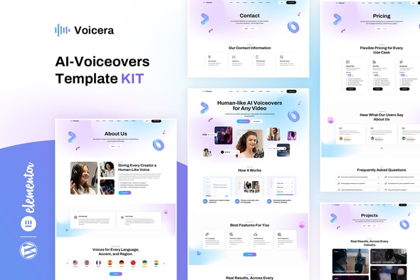 Voicera - AI Voiceover Elementor Template Kit - Technology & Apps Elementor