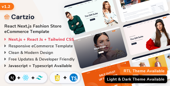 Cartzio - NextJs eCommerce Template (Next.js + React Js + Tailwind CSS v4) - Retail Site Templates