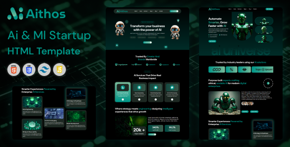 Aithos – AI & Machine Learning Startup HTML Template - Software Technology