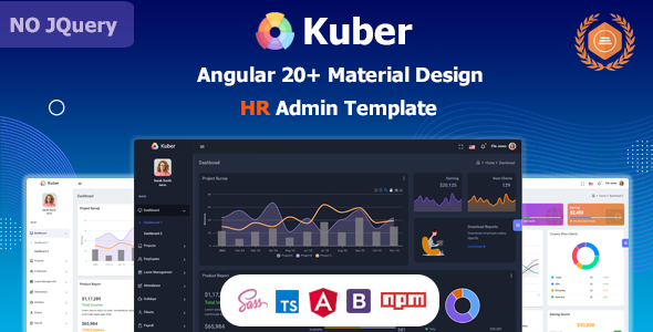 Kuber - Angular 20+ HR, Projects & Employee Management Material Design Admin Template - Admin Templates Site Templates