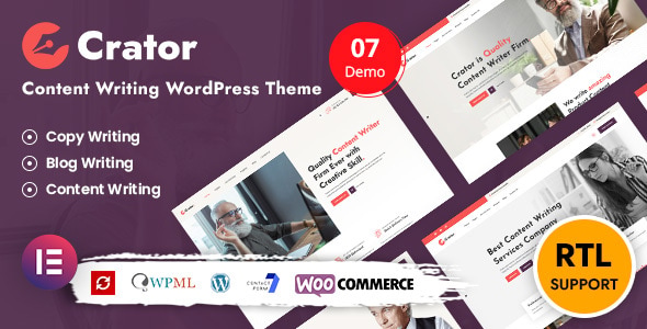 Crator - Content Writer & Copywriting WordPress Theme - Corporate WordPress