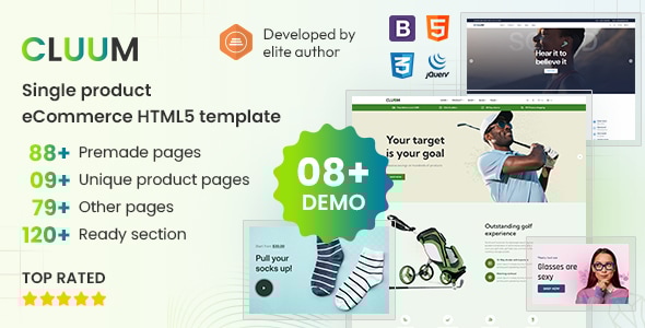 Cluum - Single Product Multipurpose Bootstrap 5 HTML eCommerce Template - Shopping Retail