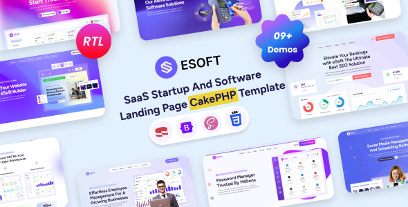 eSoft - CakePHP SaaS Startup & Software Landing Page Template - Technology Site Templates