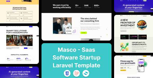 Masco - Saas Software Startup Tailwind Laravel 12 Template - Business Corporate