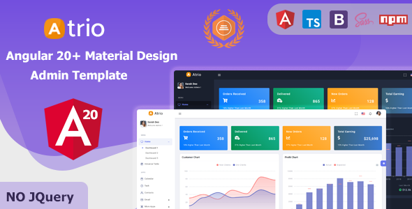 Atrio - Angular 20+ Material Design Admin Dashboard Template - Admin Templates Site Templates