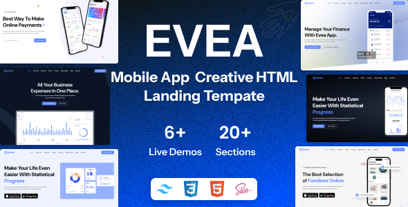Evea - Tailwind CSS Landing Page Template - Landing Pages Marketing