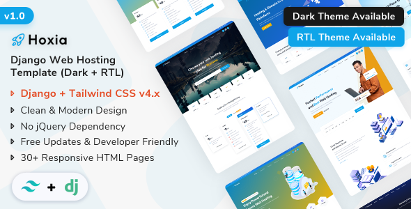 Hoxia - Django Web Hosting & Web Domain Template - Technology Site Templates