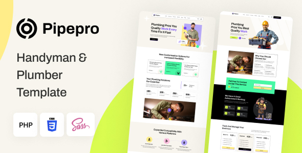 Pipepro - Handyman & Plumber PHP Template - Business Corporate