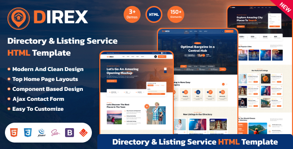 Direx - Directory & Listing Service HTML Template - Corporate Site Templates