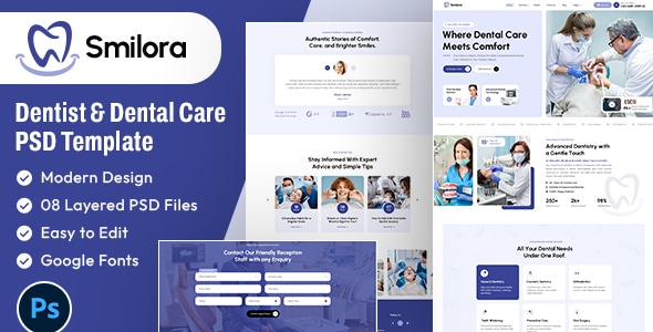 Smilora - Dentist & Dental Care PSD Template - Health & Beauty Retail