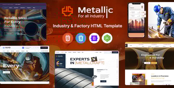 Metallic - Industry & Manufacturing Factory HTML Template - Business Corporate