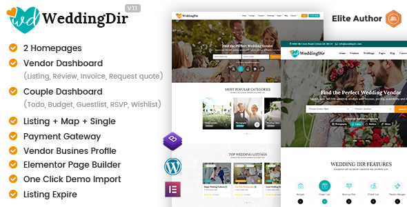 WeddingDir - Directory & Listing WordPress Theme for Vendor / Supplier - Directory & Listings Corporate