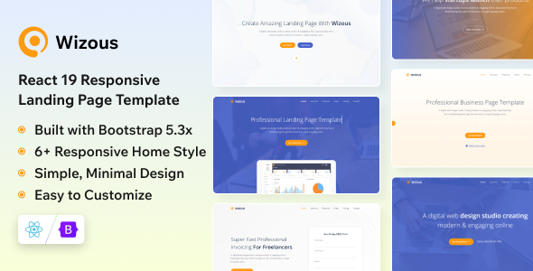 Wizous - React 19 Landing page Template - Technology Site Templates