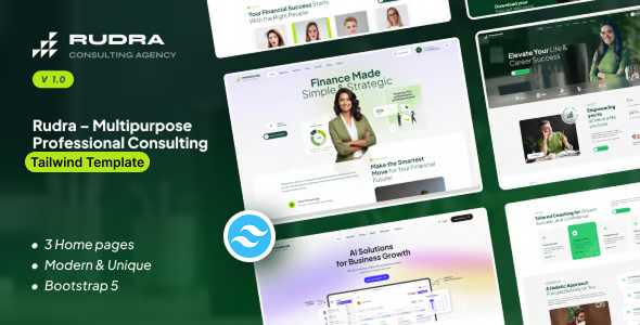RUDRA – Business, Finance & AI Consulting Tailwind CSS Template - Corporate Site Templates