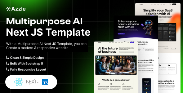 Azzle - AI Technology & Startup Business Next JS Template - Technology Site Templates