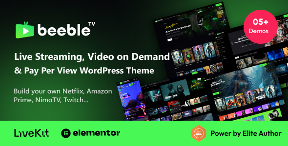 Beeble - Live Streaming, Video on Demand & Pay Per View WordPress Theme - Film & TV Entertainment