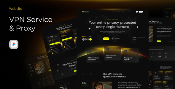 Vepien - VPN Service & Proxy Website Figma UI Kit - Technology Figma