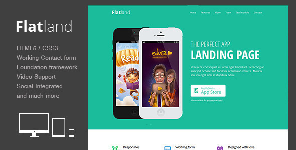 Flatland - Responsive HTML5 App landing page - Landing Pages Marketing