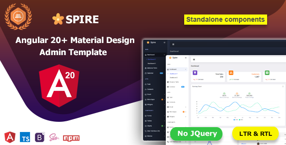 Spire - Angular 20+ Material Design Admin Dashboard Template - Admin Templates Site Templates