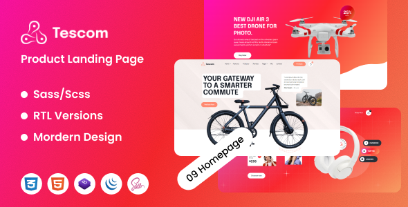 Tescom | Product Landing Page + RTL - Marketing Corporate