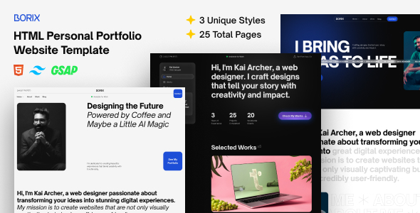 Borix - HTML Tailwind CSS Personal Portfolio Website Template - Portfolio Creative