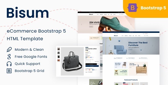 Bisum - eCommerce Bootstrap 5 HTML Template - Shopping Retail
