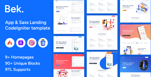 Bek - CodeIgniter Saas & Software Template - Technology Landing Pages