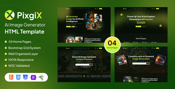 Pixgix - Ai Image Generator HTML Template - Technology Site Templates