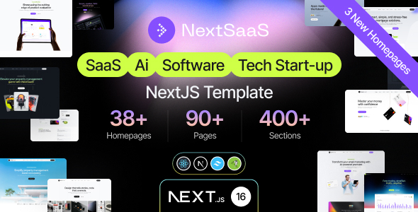 NextSaaS | SaaS, Software, Startup Next.js Template - Technology Site Templates