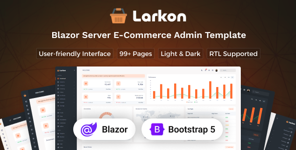 Larkon - Blazor Server Ecommerce Management Admin & Dashboard Template - Admin Templates Site Templates