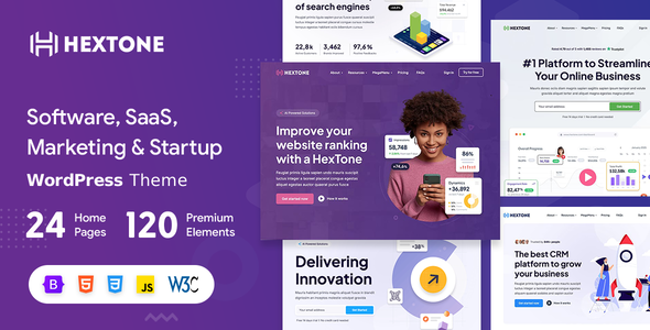 HexTone - Software, SaaS & Startup WordPress Theme - Software Technology
