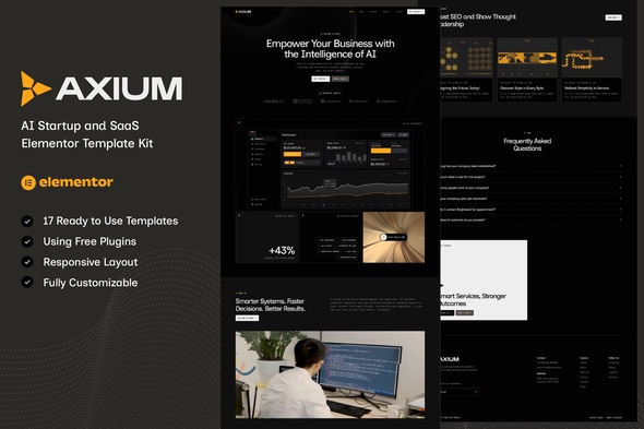 Axium - AI Startup & SaaS Elementor Template Kit - Technology & Apps Elementor