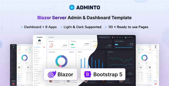Adminto - Blazor Server Admin & Dashboard Template - Admin Templates Site Templates