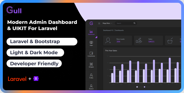 Gull - Laravel Admin Dashboard Template - Admin Templates Site Templates