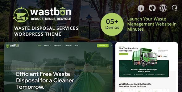 Wastbin - Waste Disposal & Recycling Services WordPress Theme - Business Corporate
