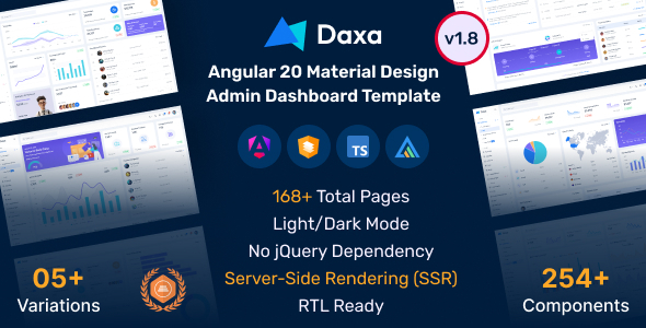 Daxa - Angular 20 Material Design Admin Dashboard Template + SSR - Admin Templates Site Templates