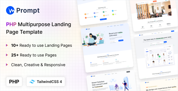 Prompt - PHP Multipurpose TailwindCSS Landing Template - Technology Site Templates