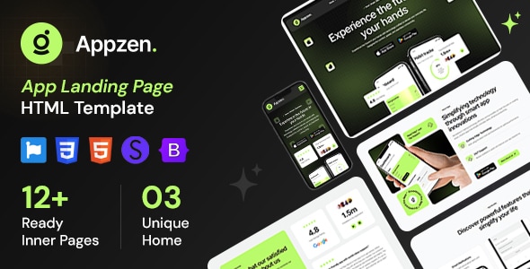 Appzen - App Landing Page HTML Template - Technology Site Templates