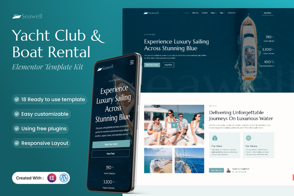 Seawell - Yacht Club & Boat Rental Elementor Template Kit - Travel & Accomodation Elementor