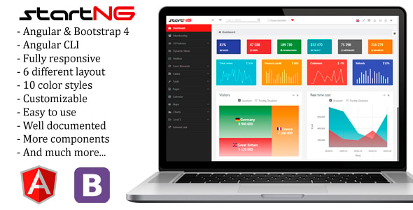 StartNG - Angular 21 Admin Template with Bootstrap 4 - Admin Templates Site Templates