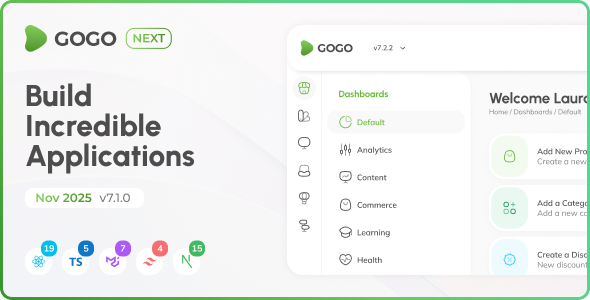 Gogo - Nextjs React Admin Dashboard (React 19) - Admin Templates Site Templates