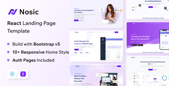Nosic - React Landing Page Template - Technology Site Templates