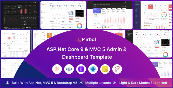 Mirbal - ASP.Net Core 9 & MVC 5 Admin & Dashboard Template by SRBThemes