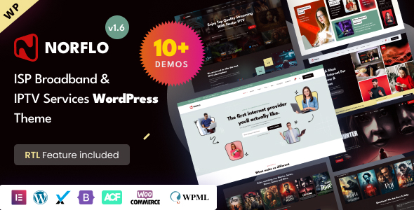 Norflo - Dish TV, ISP, eSIM, IPTV & OTT Platform Elementor WordPress Theme - Business Corporate