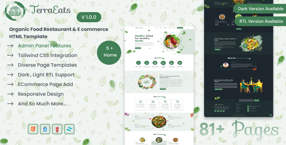 TerraEats - Organic Food Restaurant & Ecommerce HTML Template - Food Retail