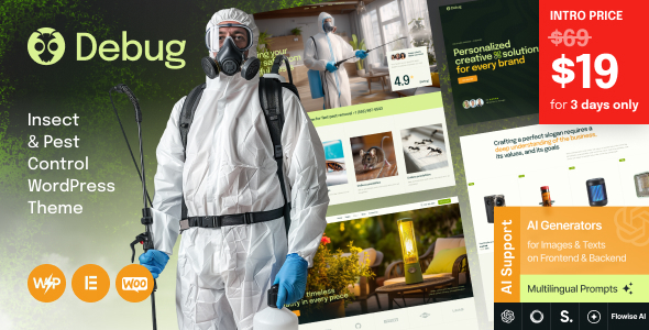 Debug - Insect Extermination & Pest Control WordPress Theme - Business Corporate