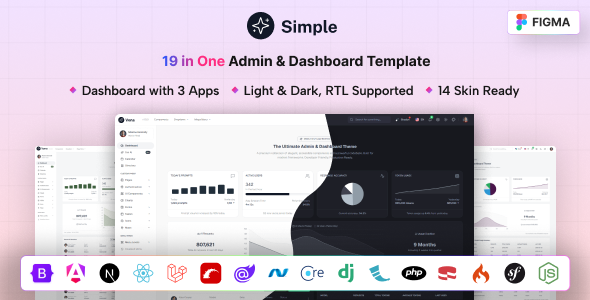 Simple Admin - Multipurpose 19 in One Minimal Admin & Dashboard Template - Admin Templates Site Templates